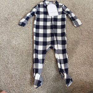 Pottery Barn Baby Nursery Pajama Sleeper​ NWT Gingham 0-3 months navy white